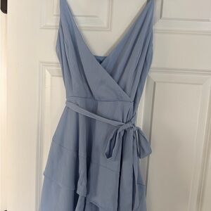 Chic Light Blue Wrap Dress